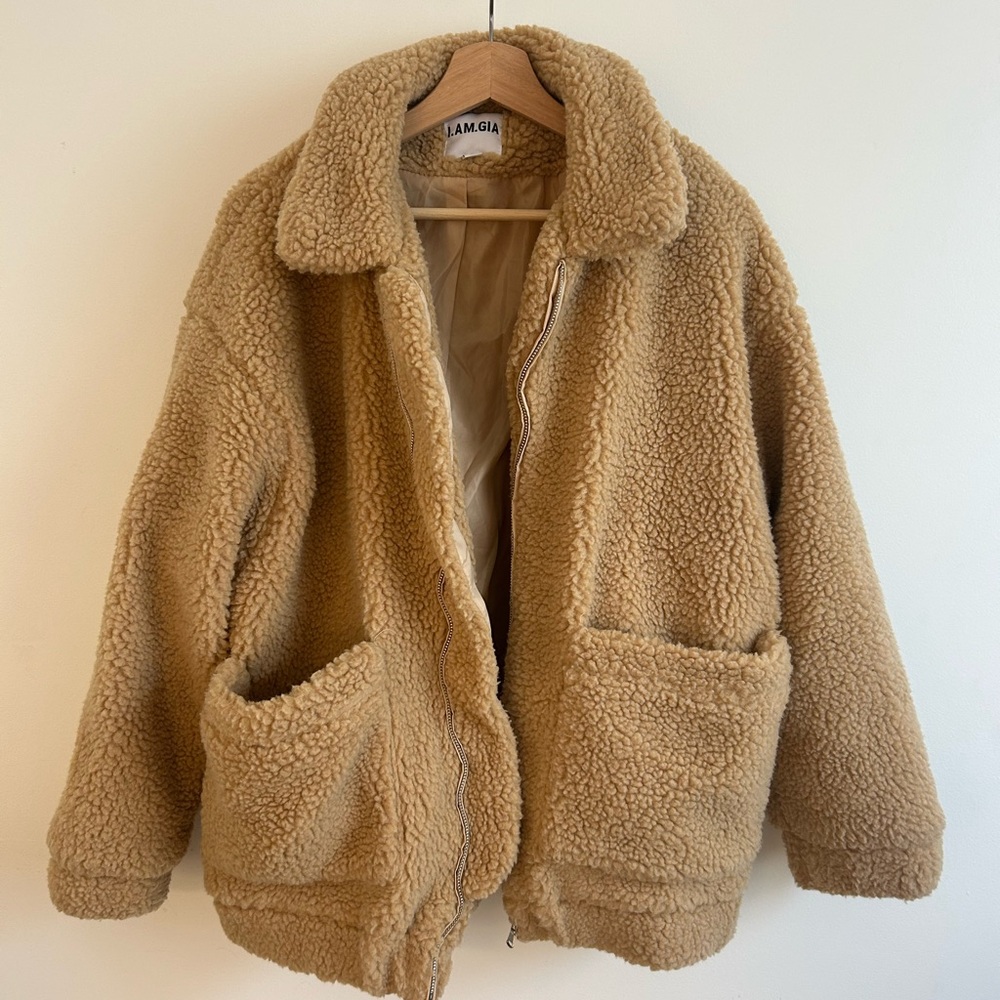 I.AM.GIA Camel Teddy Sherpa Zip Jacket